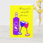 ワインテーマロマンチックパートナー誕生日グリーティングカード カード (黄色い花)