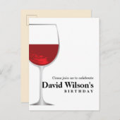 ワインテーマ，メンズバースデーハガキ招待状 インビテーションポストカード (正面/裏面)