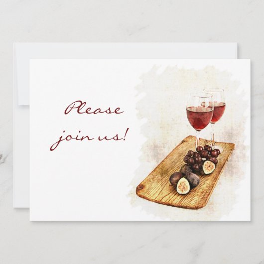 ワインディナーお祝いの招待 招待状 (正面)