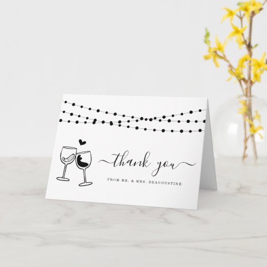 ワイントースト&ストリングライトありがとう カード (黄色い花)