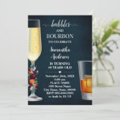 ワインネイビーバブル&バーボンアダルト誕生日 招待状 (スタンド正面)