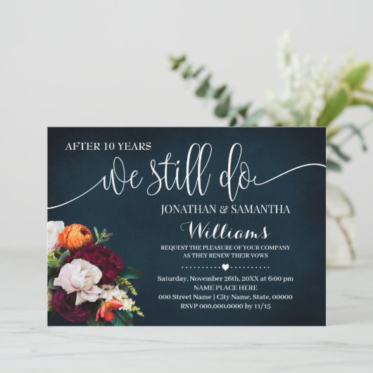 ワインネイビー我々はまだ結婚の記念日を行う 招待状 (スタンド正面)