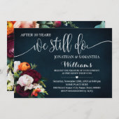 ワインネイビー我々はまだ結婚の記念日を行う 招待状 (正面/裏面)