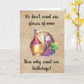 ワインハッピーバースデーおもしろいユーモア カード (黄色い花)
