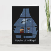 ワインハッピーホリデーズクリスマスブックスサンタ カード (正面)