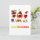 ワインハロウィン感謝祭クリスマスハッピー 招待状 (スタンド正面)