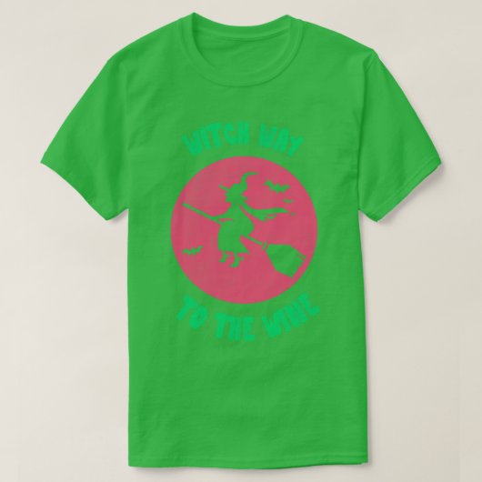 ワインハロウィーン衣装ホールへの魔女のおもしろい道 Tシャツ (デザイン正面)