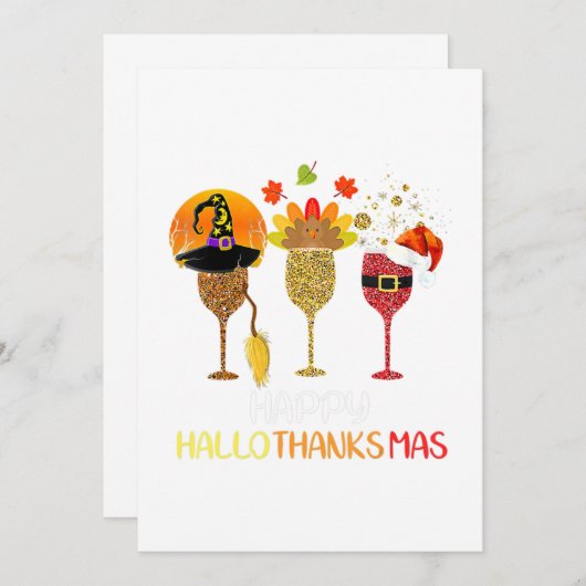 ワインハロサンクスハローウィーンクリスマスサンクスサンクスギヴィ サンキューカード (正面/裏面)