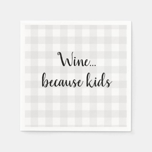 ワインバイスキッズ引用文ギンガムパターンリース スタンダードカクテルナプキン (正面)