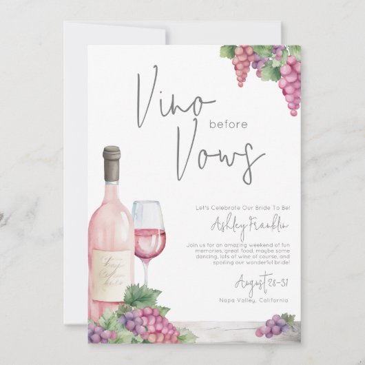 ワインバチェロレッテヴィーノヴォーズガールズウィークエンド 招待状 (正面)