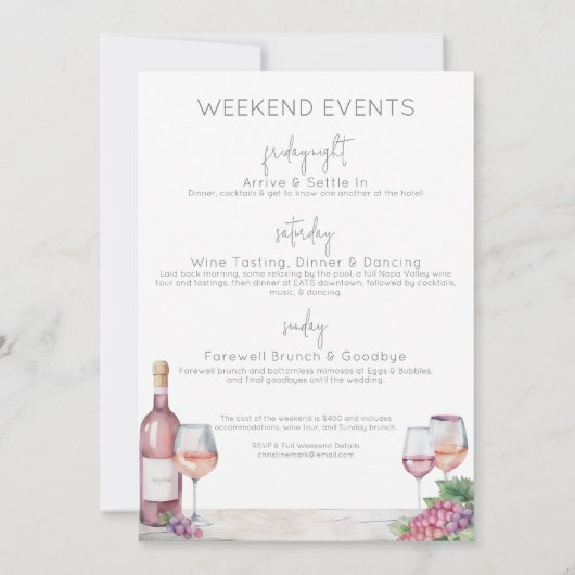 ワインバチェロレッテヴィーノヴォーズガールズウィークエンド 招待状 (裏面)