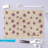 ワインバラパターンレッドブラウンヴィンテージファミリー名 薄葉紙 (クラフト)