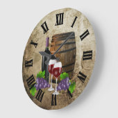 ワインバレルとグラス ラージ壁時計 (傾斜)