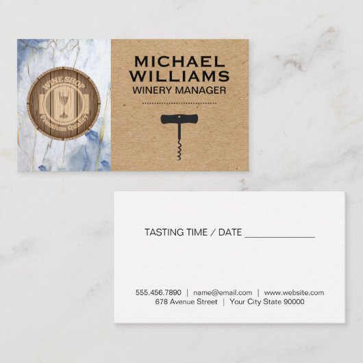 ワインバレルとコルク栓抜き 名刺 (正面/裏面)