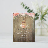 ワインバレルとピンクの花素朴が日付を保存 案内ポストカード (スタンド正面)