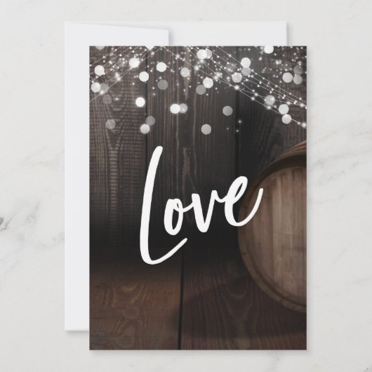 ワインバレルとライトの後でパーティーを楽しく 招待状 (裏面)