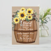 ワインバレルのひまわりブーケ ブライダルシャワー 招待状 (スタンド正面)