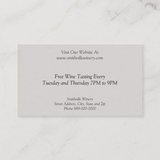 ワインバレルのワイナリーの名刺 名刺 (裏面)