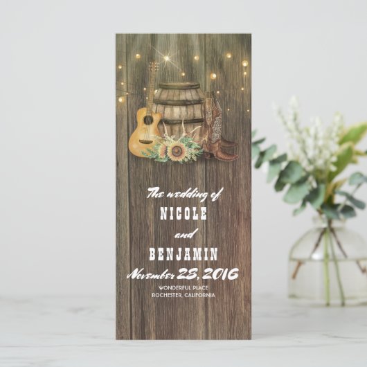 ワインバレルカウボーイブーツカントリーウェディングプログラム プログラム (スタンド正面)