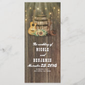 ワインバレルカウボーイブーツカントリーウェディングプログラム プログラム (正面)