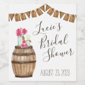 ワインバレルフローラ、メイスンジャーブライダルシャワー ワインラベル (シングルラベル)