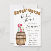 ワインバレルフローラ、メイソンジャーブライダルシャワー 招待状 (正面)