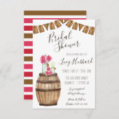 ワインバレルフローラ、メイソンジャーブライダルシャワー 招待状 (正面/裏面)