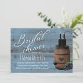 ワインバレル素朴ダスティブルーバーンブライダルシャワー 招待状 (スタンド正面)