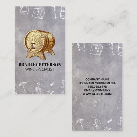 ワインバレル | ソムリエ 名刺 (正面/裏面)