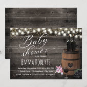 ワインバレル ラスティック ストリング ライト バーン ベイビー シャワー 招待状 (正面/裏面)
