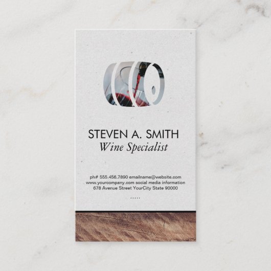 ワインバレル |木製トリム |ワイン好き 名刺 (正面)