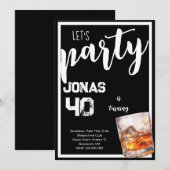 ワインバーでの大人の誕生日パーティー招待状 招待状 (正面/裏面)