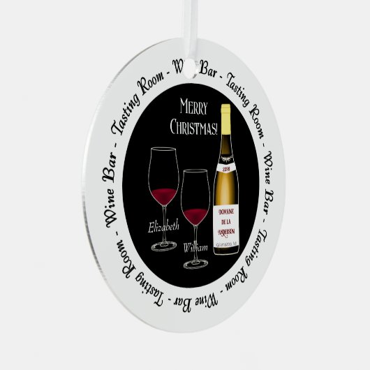 ワインバーとテイスティングルームクリスマスオーナメント メタルオーナメント (正面右)