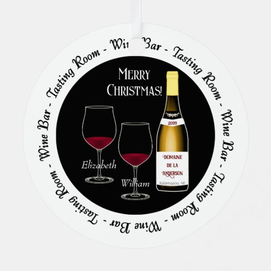 ワインバーとテイスティングルームクリスマスオーナメント メタルオーナメント (裏面)