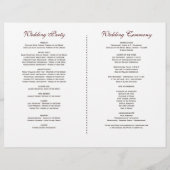 ワインバーと花のバロックスタイルの秋の結婚式プログラム チラシ (裏面)