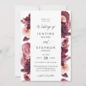 ワインバーガンディ & ブッシュピンク 8B ウェディング 2 招待状 (正面)