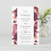 ワインバーガンディ & ブッシュピンク 8B ウェディング 2 招待状 (スタンド正面)