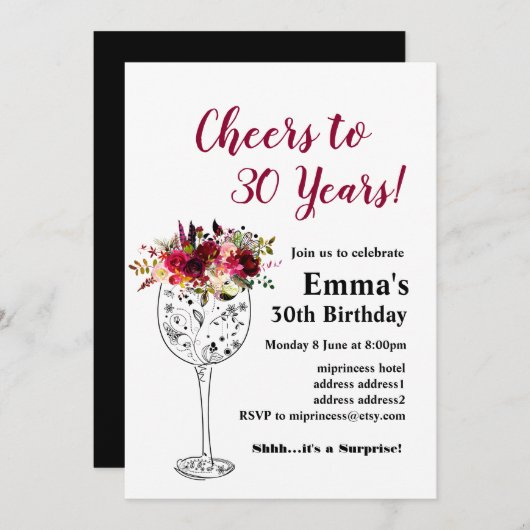 ワインバーサデー招待状 乾杯! 招待状 (正面/裏面)