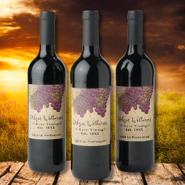 ワインバースデー | ラスティック エレガント 完璧に熟成 ワインラベル