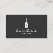 ワインバーテンダーソムリエエレガントダークグレー 名刺 (正面)