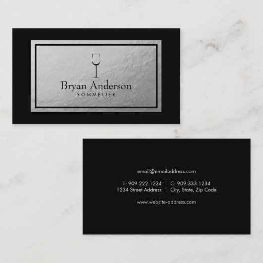 ワインバーテンダーソムリエフェイク銀箔 名刺 (正面/裏面)