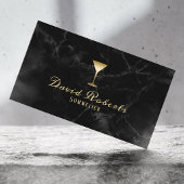 ワインバーテンダーソムリエモダンダークマーブル 名刺