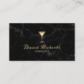 ワインバーテンダーソムリエモダンダークマーブル 名刺 (正面)