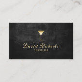 ワインバーテンダーソムリエモダンブラック&金ゴールド 名刺 (正面)
