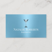 ワインバーテンダーソムリエモダンライトブルー 名刺 (正面)