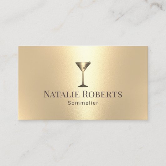 ワインバーテンダーソムリエモダン金ゴールド 名刺 (正面)