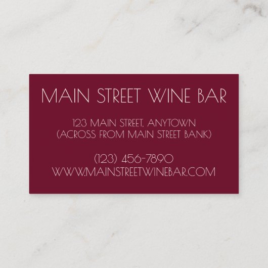 ワインバーレストランワイナリーレッドグラスブリーチーズ 名刺 (裏面)