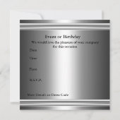 ワインバー メタル シルバー ブラック 50歳の誕生日 メンズ 招待状 (裏面)
