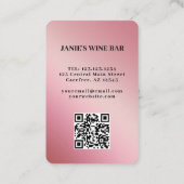 ワインバーQRコードスキャン可能なピンク 名刺 (裏面)