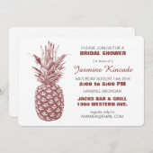 ワインパイナップルブライダルシャワー招待状 招待状 (正面/裏面)